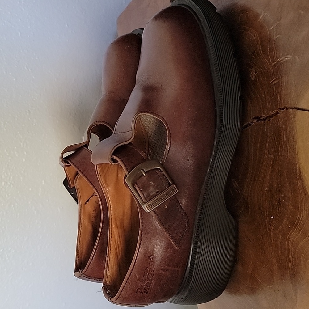 Dr Martens Mary Janes Made In England  Vintage UK 7 US 9 Leather Brass Buckle